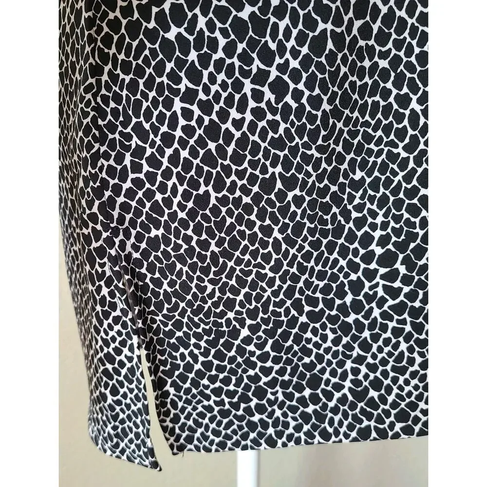 Michael Kors Women Animal Print Tunic Top Sz Medium Long Sleeve Mob Wife Stretch